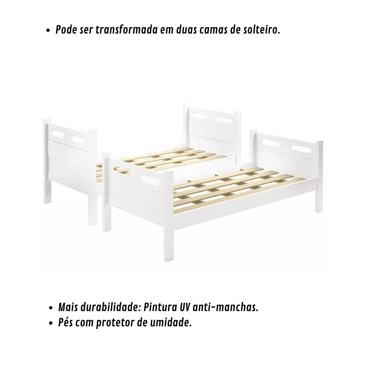 Beliche com Cama Auxiliar Jaspe Treliche Mdf Cor:branco - 4