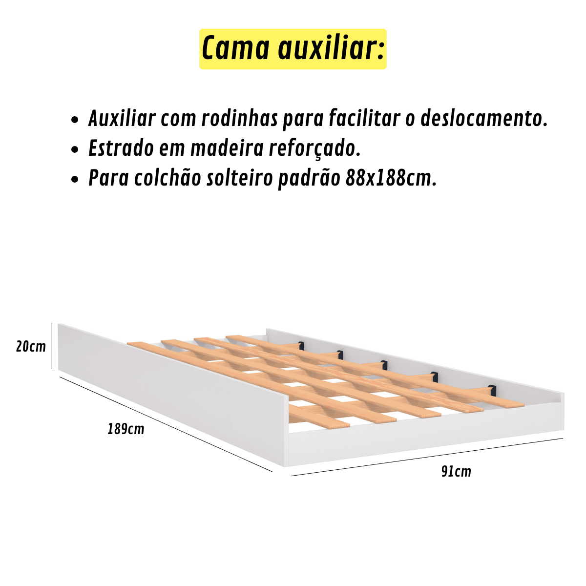 Beliche com Cama Auxiliar Jaspe Treliche Mdf Cor:branco - 5