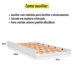 Beliche com Cama Auxiliar Jaspe Treliche Mdf Cor:branco - 5