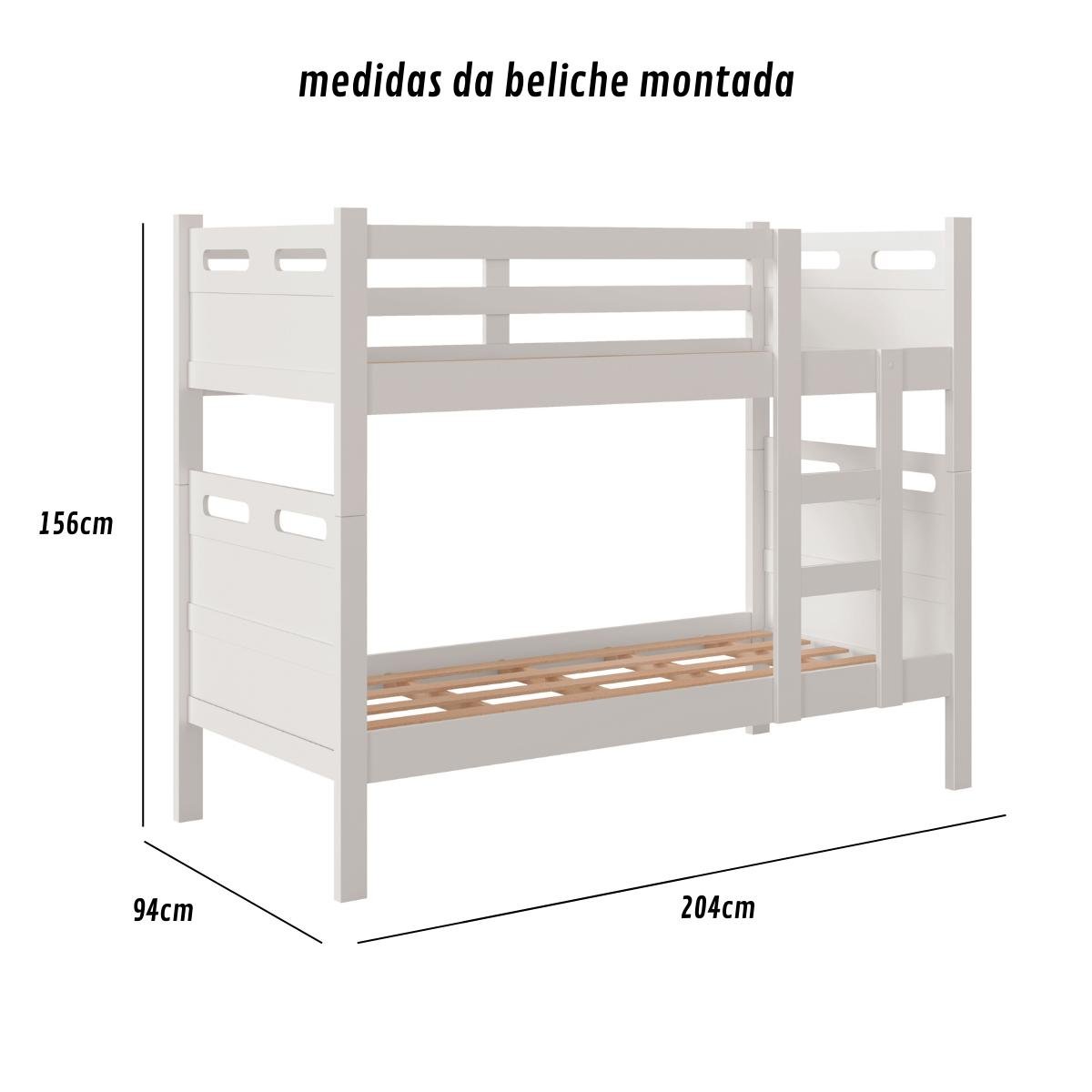 Beliche com Cama Auxiliar Jaspe Treliche Mdf Cor:branco - 6