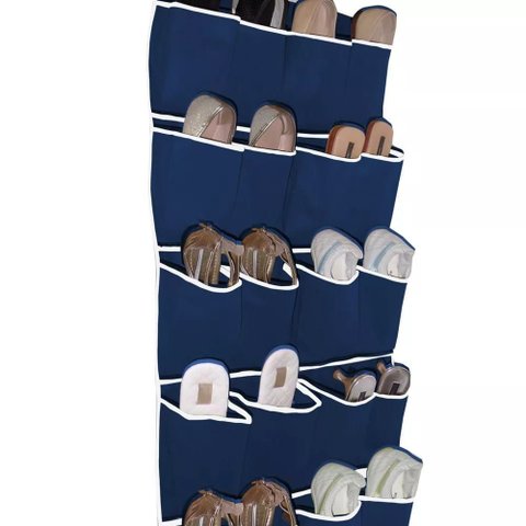 Sapateira de Porta Parede 8 e 10 Pares de Sapato Tênis TNT Resistente:Azul/10 Pares