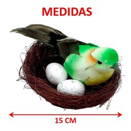 Kit 24 Decoração Pássaros Ovos Ninho Artesanal Enfeite 15cm - 3