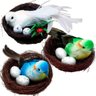 Kit 24 Decoração Pássaros Ovos Ninho Artesanal Enfeite 15cm - 1