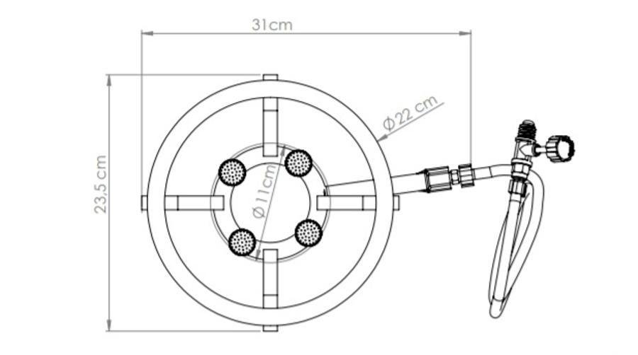 Fogareiro Baby Zincado 22cm - Alta Pressão e Compacto - 2