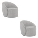 Ver imagem 1 de Poltrona Decorativa Orgânica Giratória Kit 2 Lua Suede Cinza D03 - D'Rossi