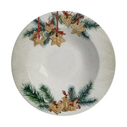 Conjunto C/6 Pratos Fundo Natal Gingerbread Alleanza 1Linha - 1