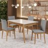 Conjunto de Mesa de Jantar Rubi 136x90cm com 4 Cadeiras Rubi Imbuia/branco Off/neblina - 2