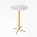 Ver imagem 1 de Mesa Alta Bistrô Redonda 100x60cm Dourada Tampo Branco Industrial Don Castro Decor Industrial Premiu