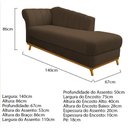 Ver imagem 5 de Kit Diva Recamier Vanessa 140cm Lado Direito e 02 Poltronas Laura Suede Marrom - Amarena Móveis