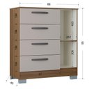 Ver imagem 2 de Cômoda 868 4 Gavetas e 1 Porta com Guarda Roupa Solteiro Tóquio 4 Portas Castanho Off White - Poquem