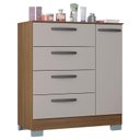 Ver imagem 4 de Cômoda 868 4 Gavetas e 1 Porta com Guarda Roupa Solteiro Tóquio 4 Portas Castanho Off White - Poquem