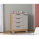 Ver imagem 6 de Cômoda 868 4 Gavetas e 1 Porta com Guarda Roupa Solteiro Tóquio 4 Portas Castanho Off White - Poquem