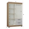 Cômoda 868 4 Gavetas e 1 Porta com Guarda Roupa Solteiro Tóquio 4 Portas Castanho Off White - Poquem - 3