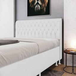 Cabeceira Estofada Bellatrix 160 para Cama Queen Couro Branco Aradecor - 1
