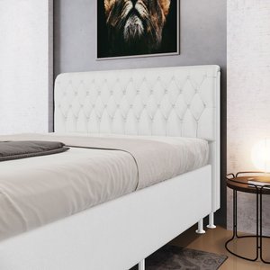 Cabeceira Estofada Bellatrix 160 para Cama Queen Couro Branco Aradecor