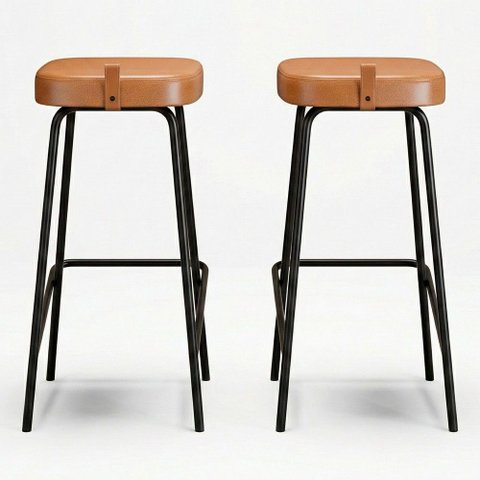 Kit 02 Banquetas Altas Cozinha e Área Gourmet Vik Estofada Couríssimo Whisky - Desk Design