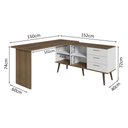 Ver imagem 4 de Escrivaninha Mesa de Escritório de Canto 3 Gavetas Branco/rustic Lisboa Madesa