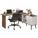 Ver imagem 3 de Escrivaninha Mesa de Escritório de Canto 3 Gavetas Branco/rustic Lisboa Madesa