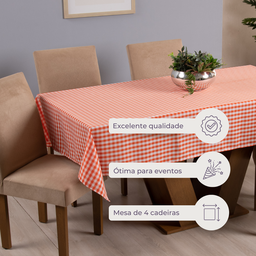 Toalha de Mesa Brisa Xadrez 4 Lugares 1 Pç - Laranja - 5
