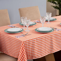 Toalha de Mesa Brisa Xadrez 4 Lugares 1 Pç - Laranja - 2