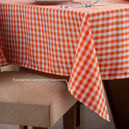 Toalha de Mesa Brisa Xadrez 4 Lugares 1 Pç - Laranja - 4
