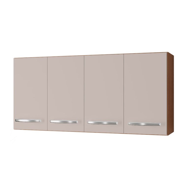 Armário Aéreo de Cozinha 1,20 com 4 Portas Mara Savana/off White - Moblis