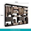 Ver imagem 4 de Guarda-Roupas Closet Modulado Alasca 240cm 4 Peças com 4 Gavetas e Cabideiros Preto Touch Carraro