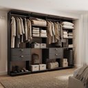 Ver imagem 1 de Guarda-Roupas Closet Modulado Alasca 240cm 4 Peças com 4 Gavetas e Cabideiros Preto Touch Carraro