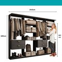 Ver imagem 7 de Guarda-Roupas Closet Modulado Alasca 240cm 4 Peças com 4 Gavetas e Cabideiros Preto Touch Carraro