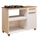 Ver imagem 1 de Balcão Chicago Recorte para Cooktop 4 Bocas 1 Porta e 1 Gaveta - Kaiki Móveis Branco