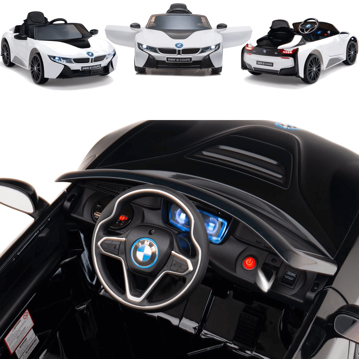 Carro Eletrico Zippy Toys BMW i8 Coupe 12V com Controle Branco - 3