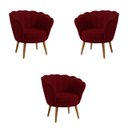 Ver imagem 1 de Kit 3 Poltronas Pétala Sued Marsala Pés Palito - Kimi Design
