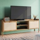 Ver imagem 1 de Rack 2 Portas 183cm Palhinha Pé Madeira 27930 Oslo Artesano - Hanover/pé Roble