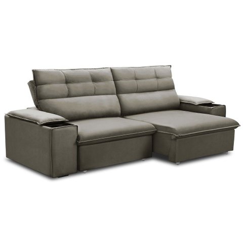 Sofá Retrátil Reclinável para Sala 3 Lugares 225cm Gordon F04 Veludo Marrom Claro - Lyam Decor