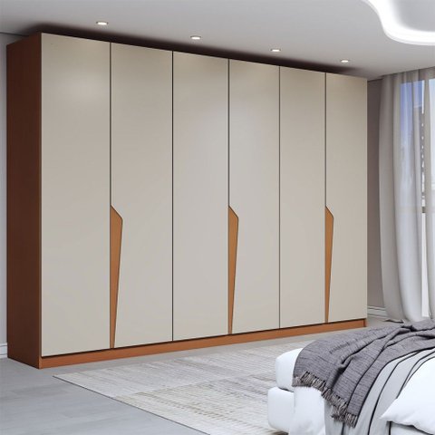 Guarda-roupa Casal Luxe 2,42 Metros 6 Portas 4 Gavetas Freijó/creme - Panorama Móveis