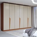 Ver imagem 1 de Guarda-roupa Casal Luxe 2,42 Metros 6 Portas 4 Gavetas Freijó/creme - Panorama Móveis