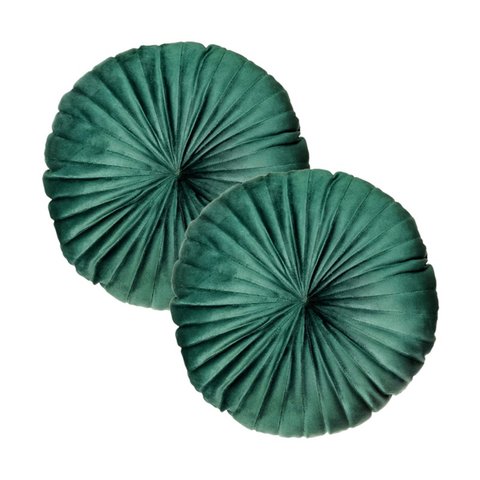 2 Almofadas Redondas Rendy em Veludo Várias Cores Cor:verde Escuro