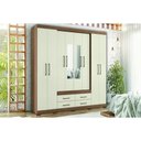 Ver imagem 1 de Guarda Roupa 8 Portas (2 C- Espelho) e 4 Gavetas C- Pés Nápoles Jatobá-areia - Santos Andirá