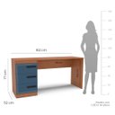 Ver imagem 3 de Mesa Escrivaninha Valência Home Office 3 Gavetas 163x77cm Azul/Freijó 250693