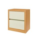 Ver imagem 1 de Mesa de Cabeceira 2 Gavetas Basic Carvalho Rosé/Off White Fosco Dalla Costa