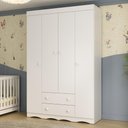Ver imagem 1 de Guarda-roupa Infantil 122cm 4 Portas e 2 Gavetas Realeza Multimóveis Mp4453 Branco