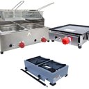 Ver imagem 1 de Kit Lanchonete Fogão Portátil 2 Bocas + Chapa 30cm e Fritadeira Profissional 2 Cubas Alcamar