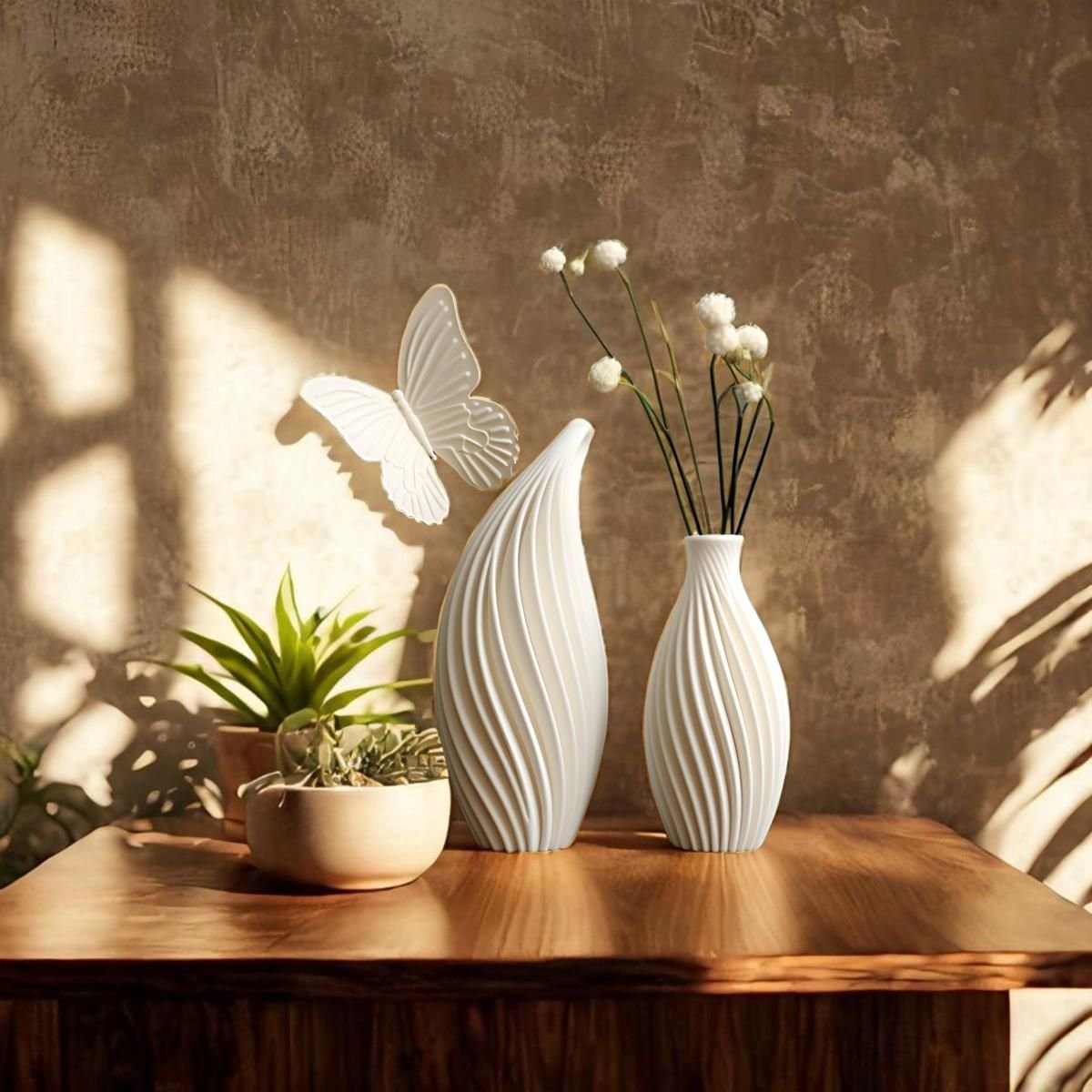 Kit 2 Vasos Decorativos Elegante Festa Luxo Mesa Sala Planta Flor ...