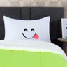 Coberdrom Solteiro Ternura Emoji Porta Bordado Tecido Sherpa 02 Peças - Verde - 4