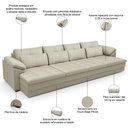 Ver imagem 4 de Sofá Retrátil para Sala de Estar 5 Lugares 379cm Riza S03 Couro Bege Pérola - Lyam Decor