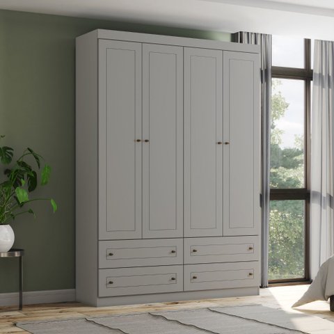 Guarda-roupa 158,5cm 4 Portas 4 Gavetas Americano Henn