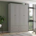 Ver imagem 1 de Guarda Roupa Solteiro 4 Portas com 4 Gavetas Elegante Americano Henn