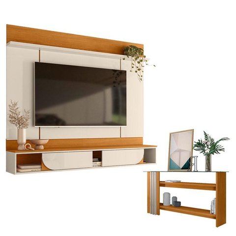 Painel para Tv Aura com Aparador Frizz Cinamomo Off White - Madetec