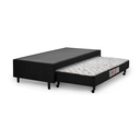 Ver imagem 1 de Base Cama Box de Casal Preta com Colchão Auxiliar Espuma D28 Preto Rodízios Rodinhas - 138x