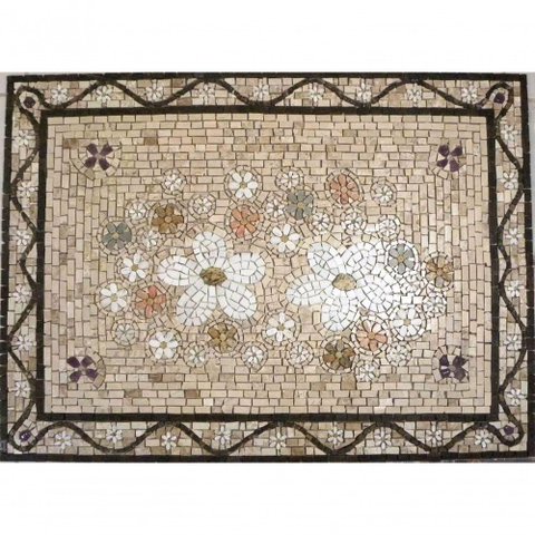 Mandala Mosaico Floral Festoni In Fiori Bianchi Ii Tamanho 120x180cm